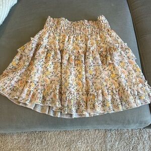 Altar'd State Floral Mini Skirt - Cream and Yellow
